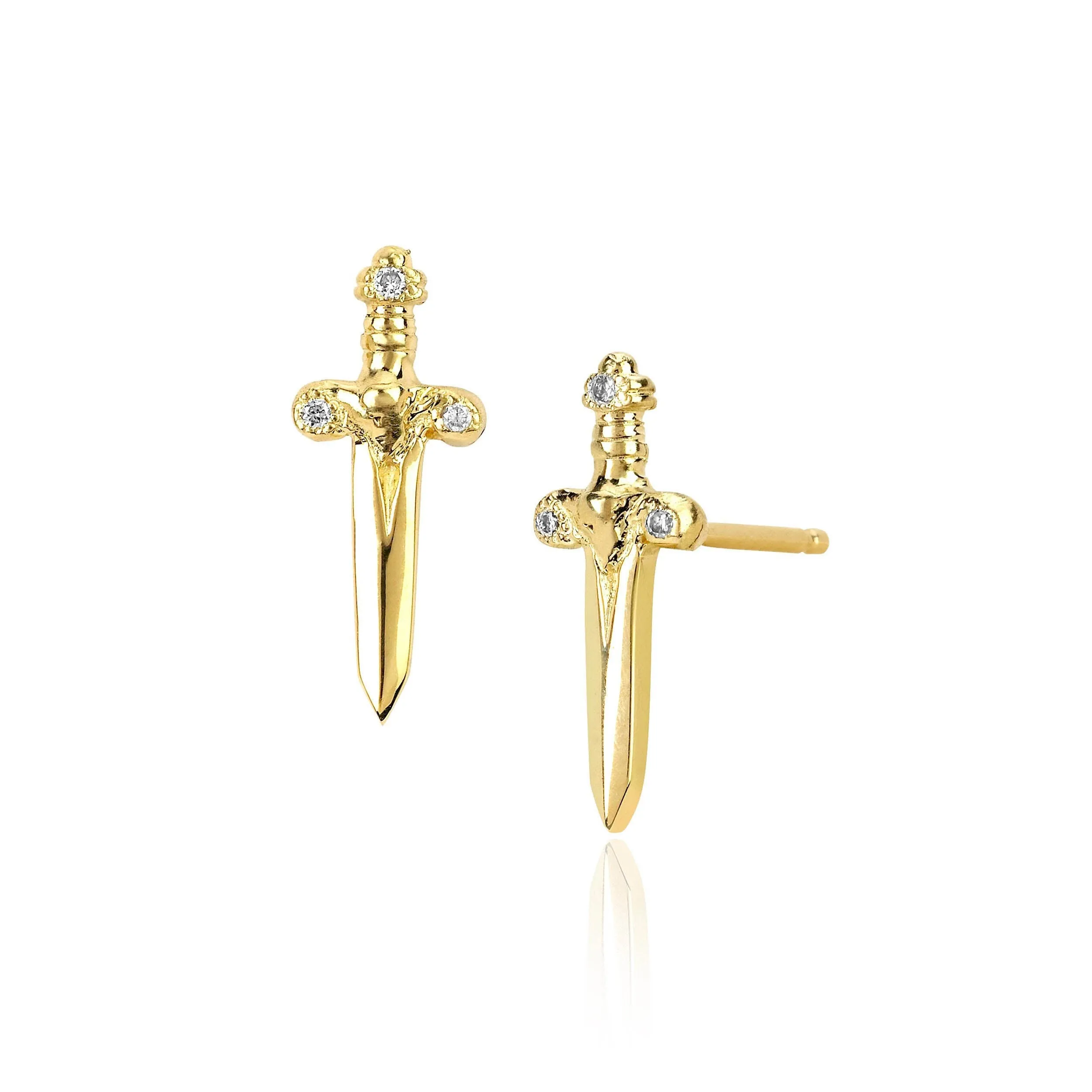 Dagger Studs with Diamonds | Ready to Ship