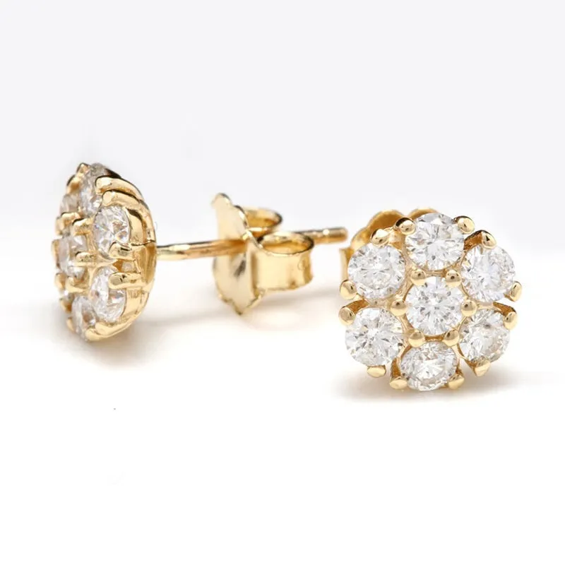 Dainty Flower Stud Earrings for Women with Cubic Zirconia in Gold Color