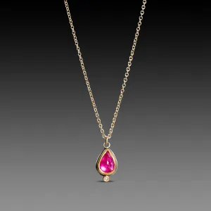 Delicate Ruby Teardrop Necklace