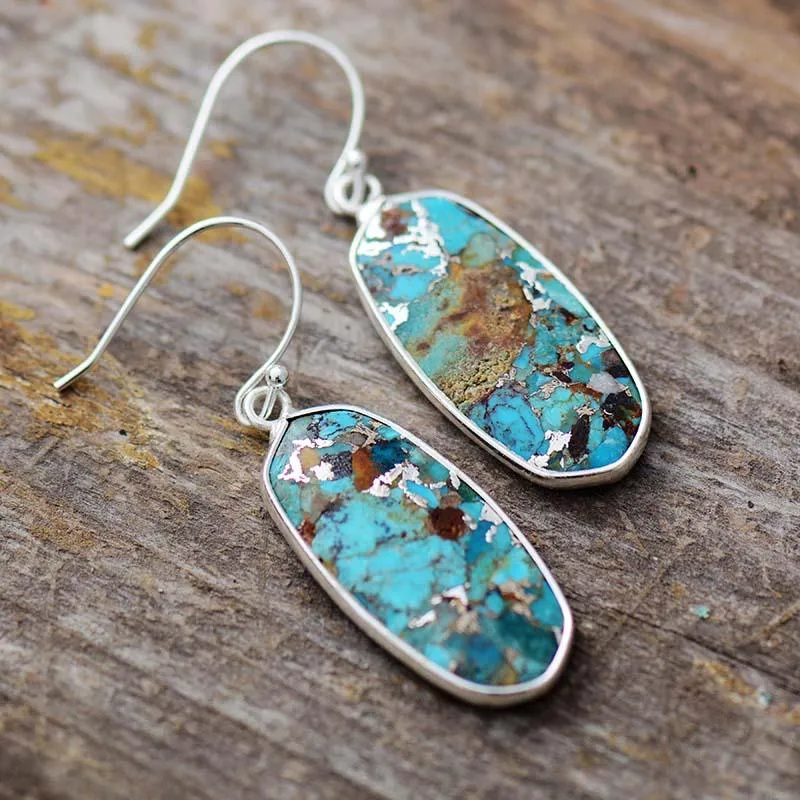 Dhungal Turquoise Drop silver Earrings