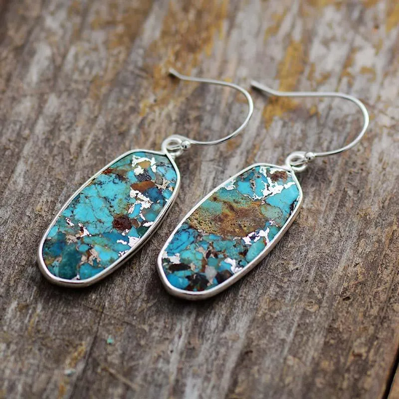 Dhungal Turquoise Drop silver Earrings