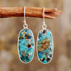 Dhungal Turquoise Drop silver Earrings