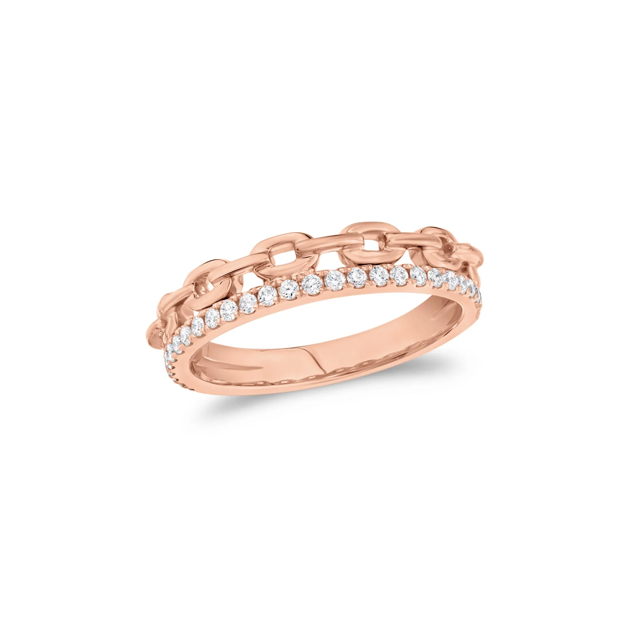 Diamond & Gold Cable Chain Stackable Ring