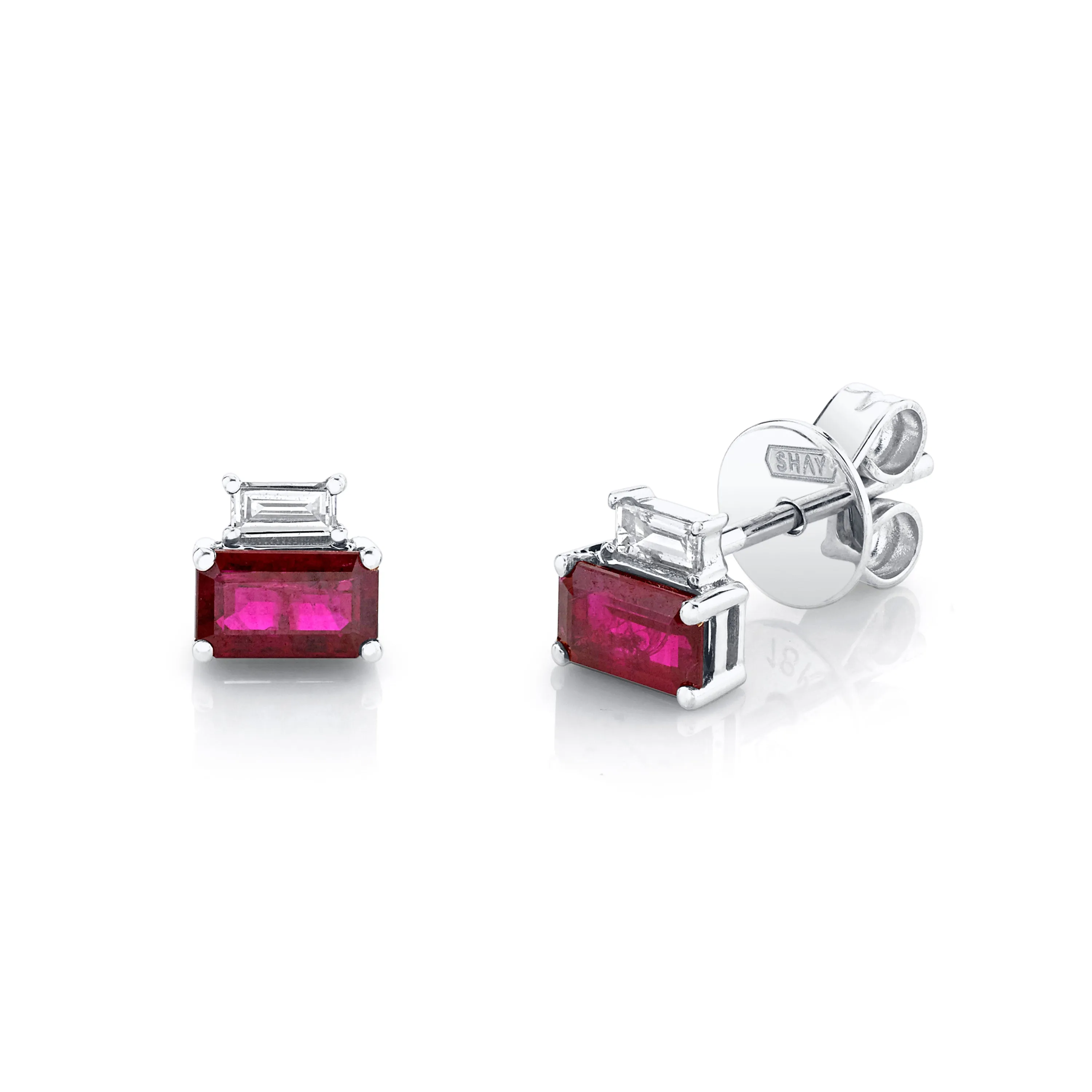 DIAMOND & RUBY TWO STEP STUDS