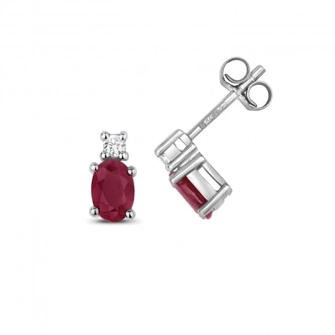 Diamond And Ruby Oval Stud Earrings ED249WR