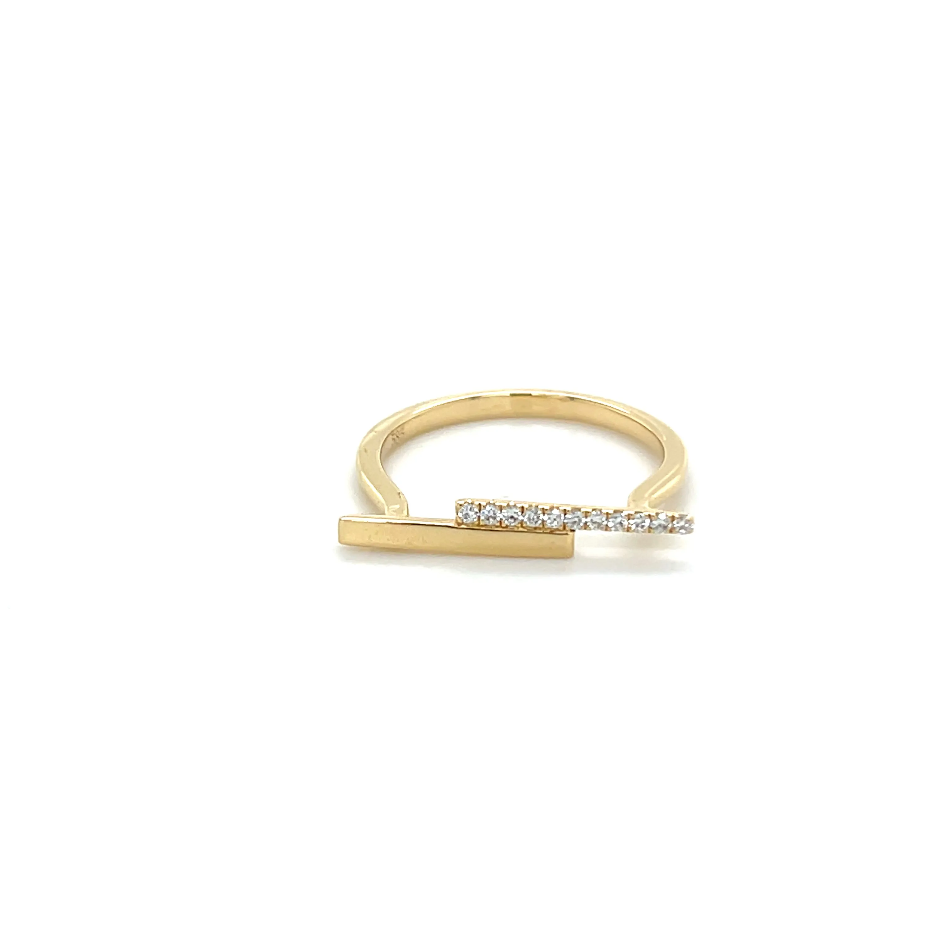 Diamond and Solid Double Bar Ring