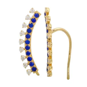 Diamond Lapis Crawler Earrings