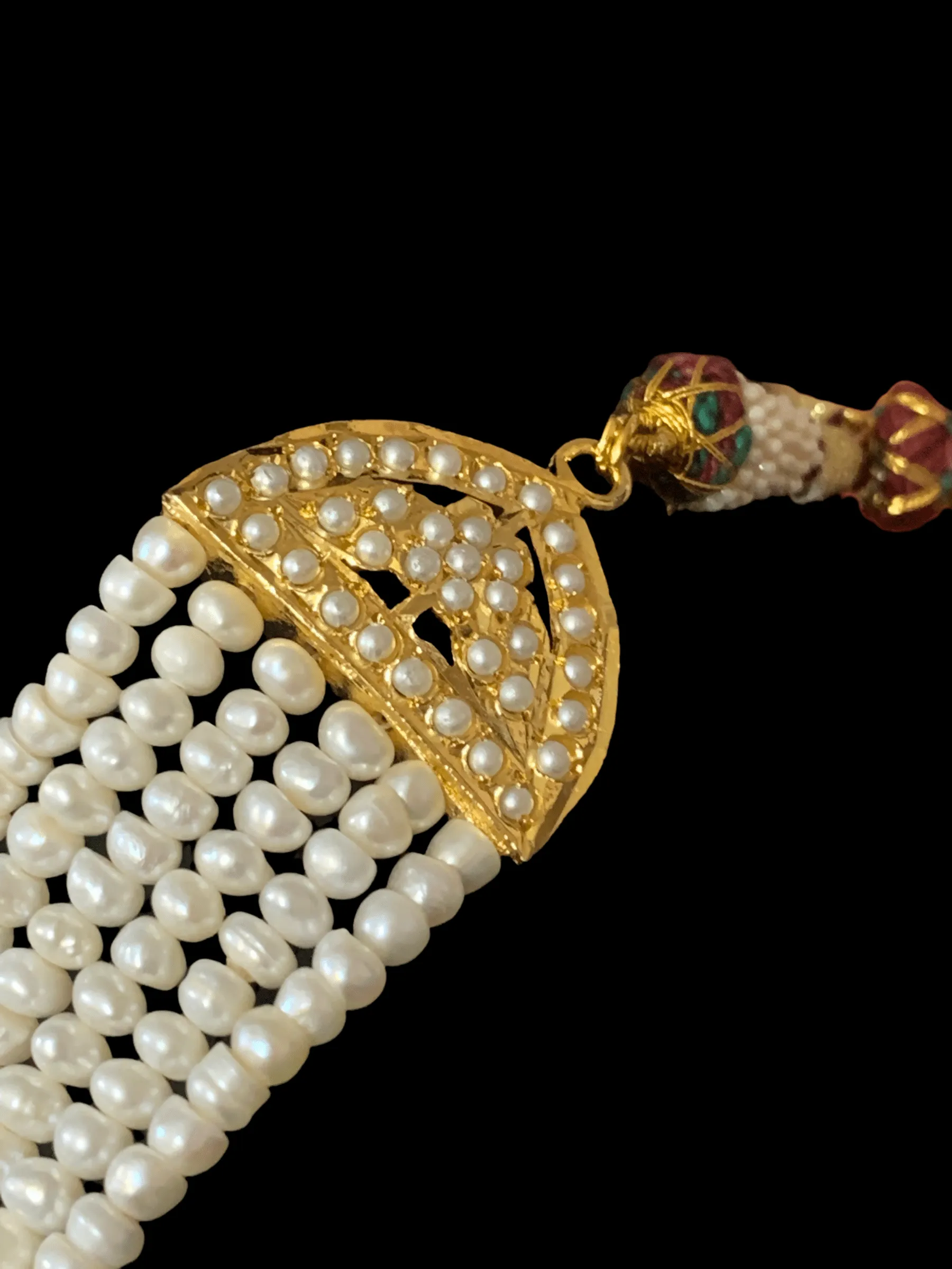 DLN68 punjabi Jadau Rani haar in fresh water  pearls ( READY TO SHIP )