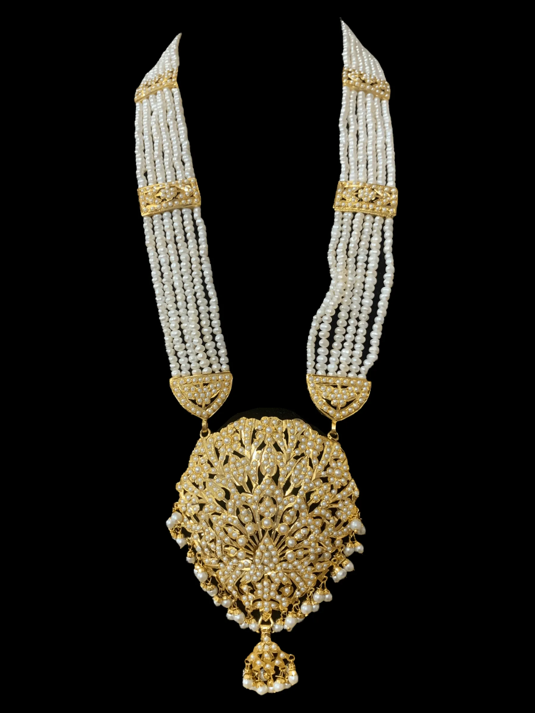 DLN68 punjabi Jadau Rani haar in fresh water  pearls ( READY TO SHIP )