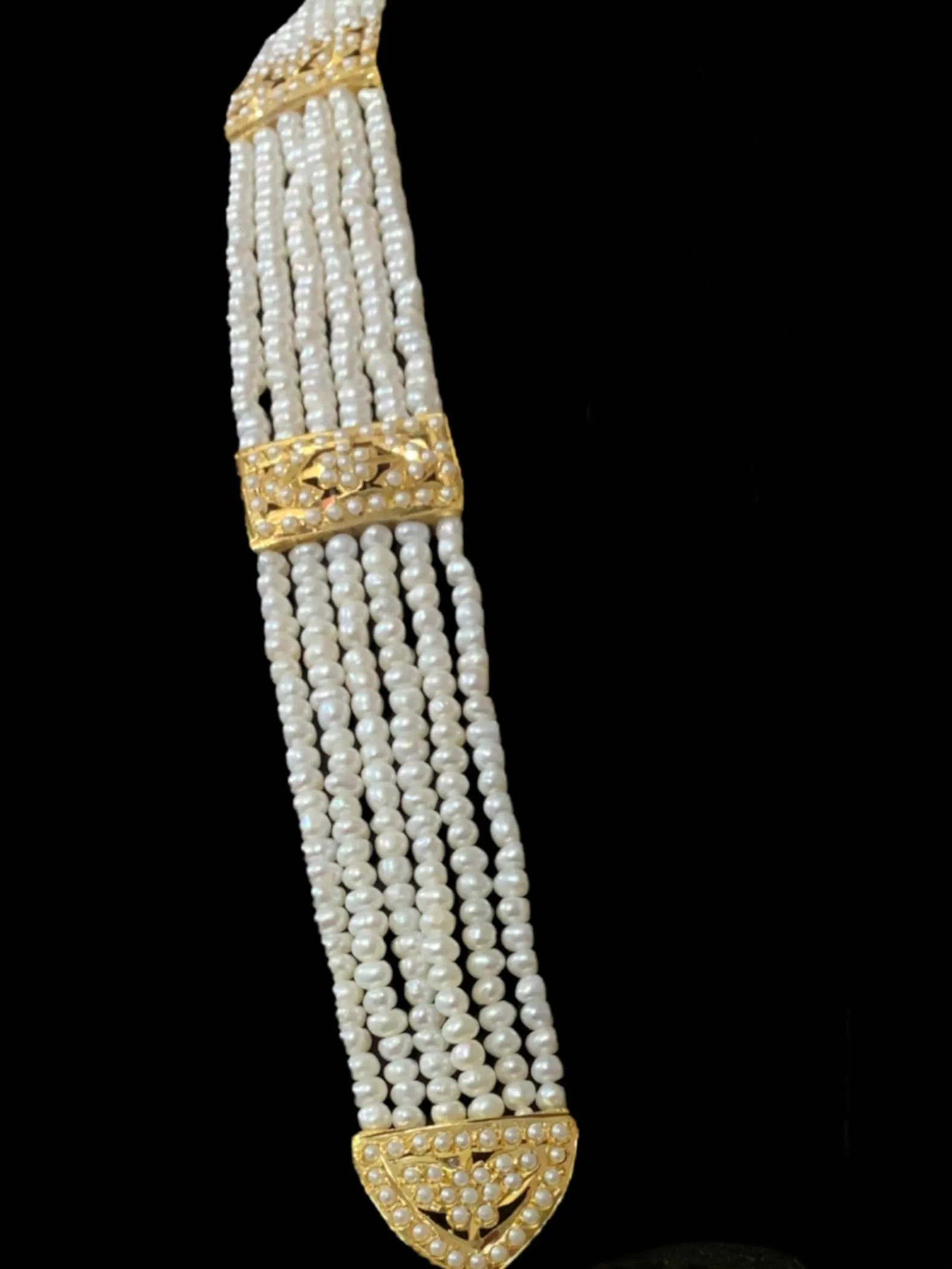 DLN68 punjabi Jadau Rani haar in fresh water  pearls ( READY TO SHIP )