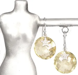 'Double Sided Rose-Cut Lemon Citrine Drop Earring'