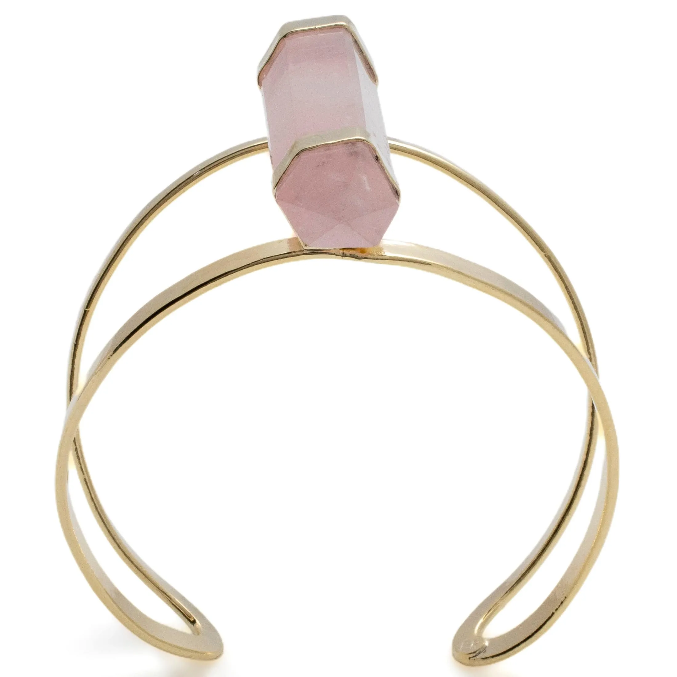 Double Terminated Rose Quartz Cuff Bracelet