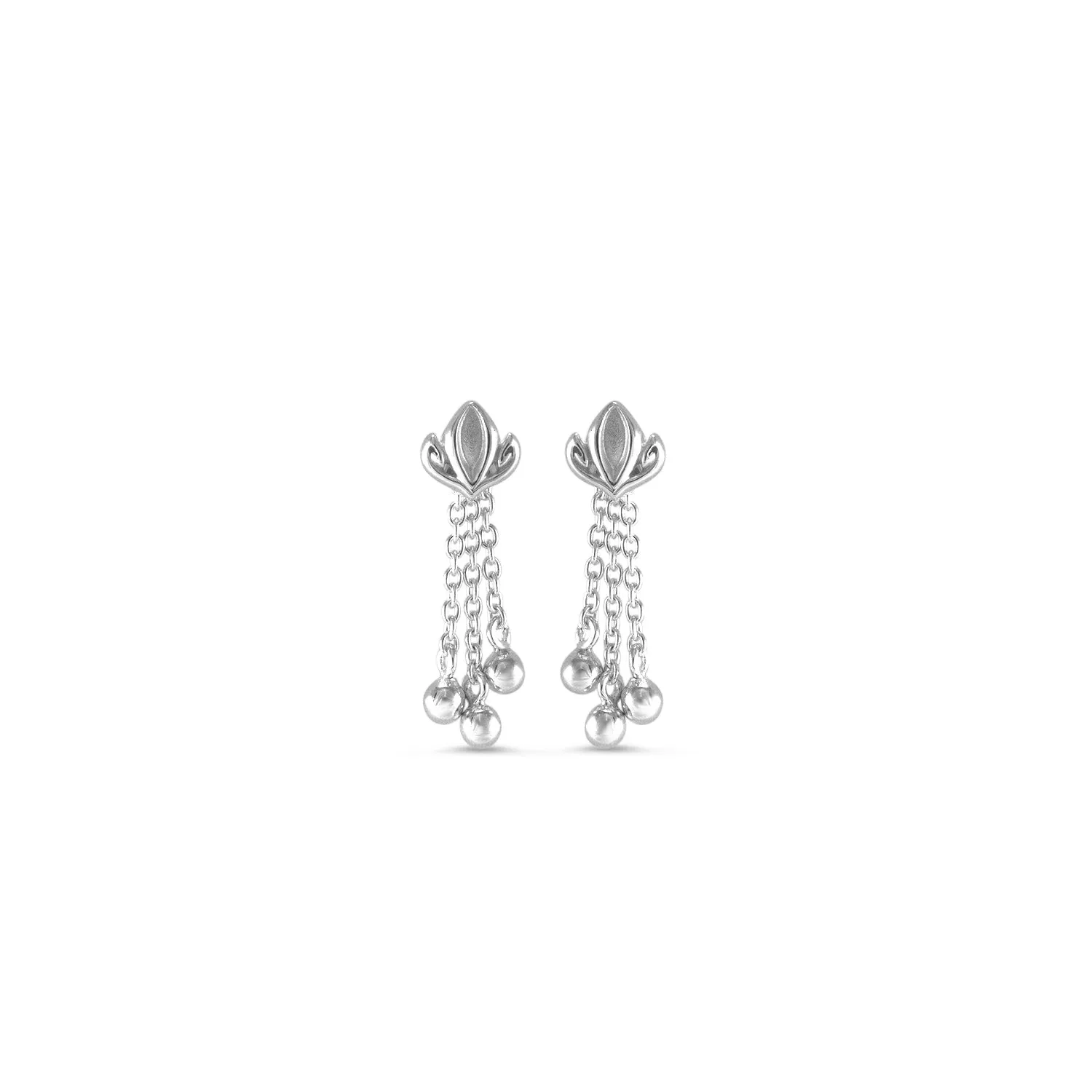 Dual Tassel Earring Short - Sterling Silver