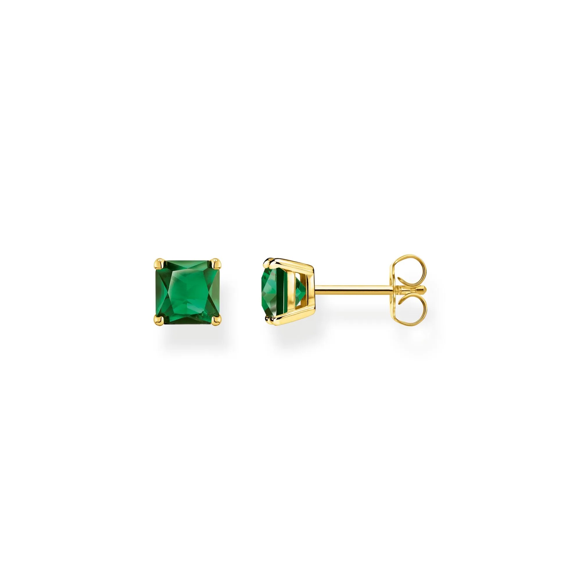 Ear studs green stone gold