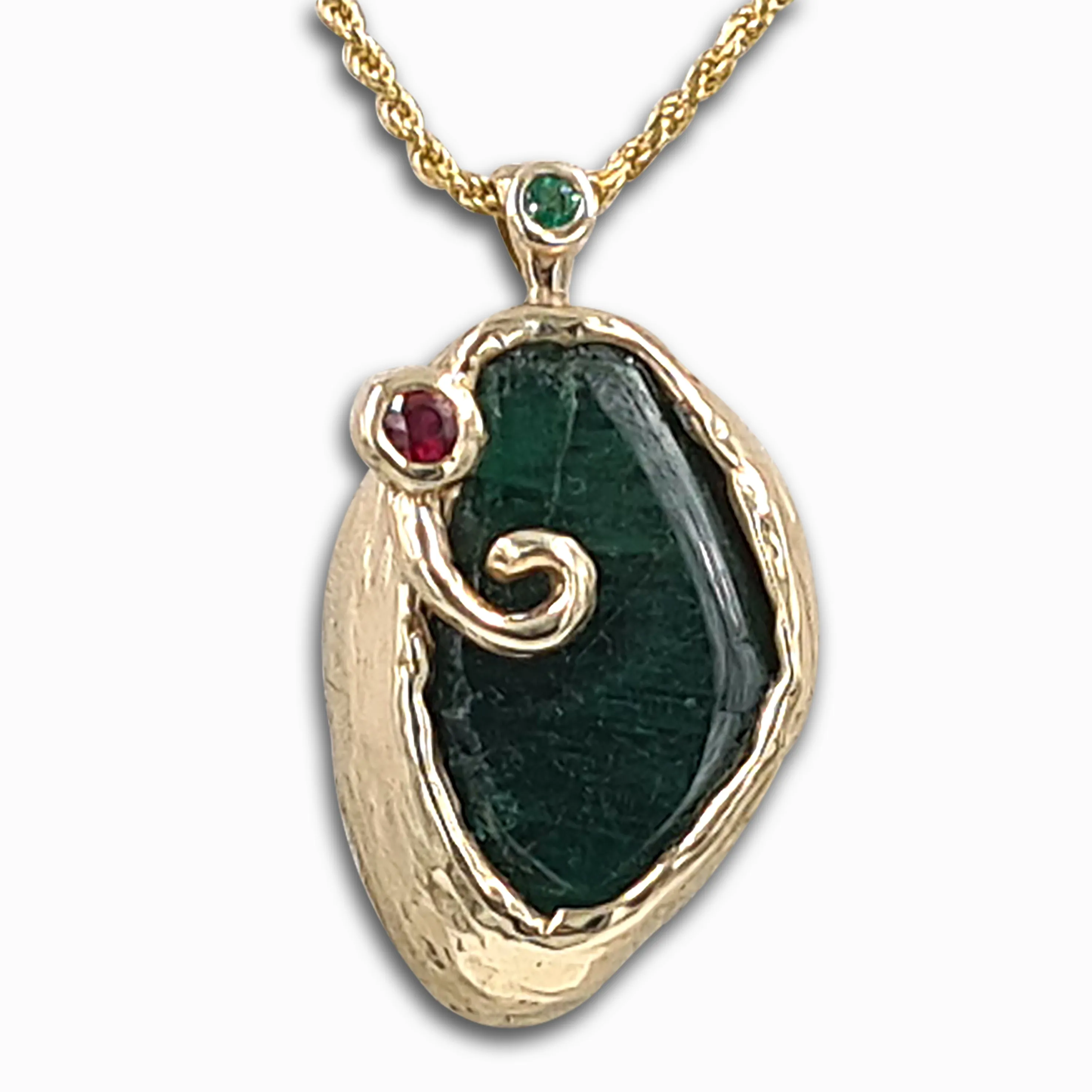 Emerald 14K gold  handmade pendant