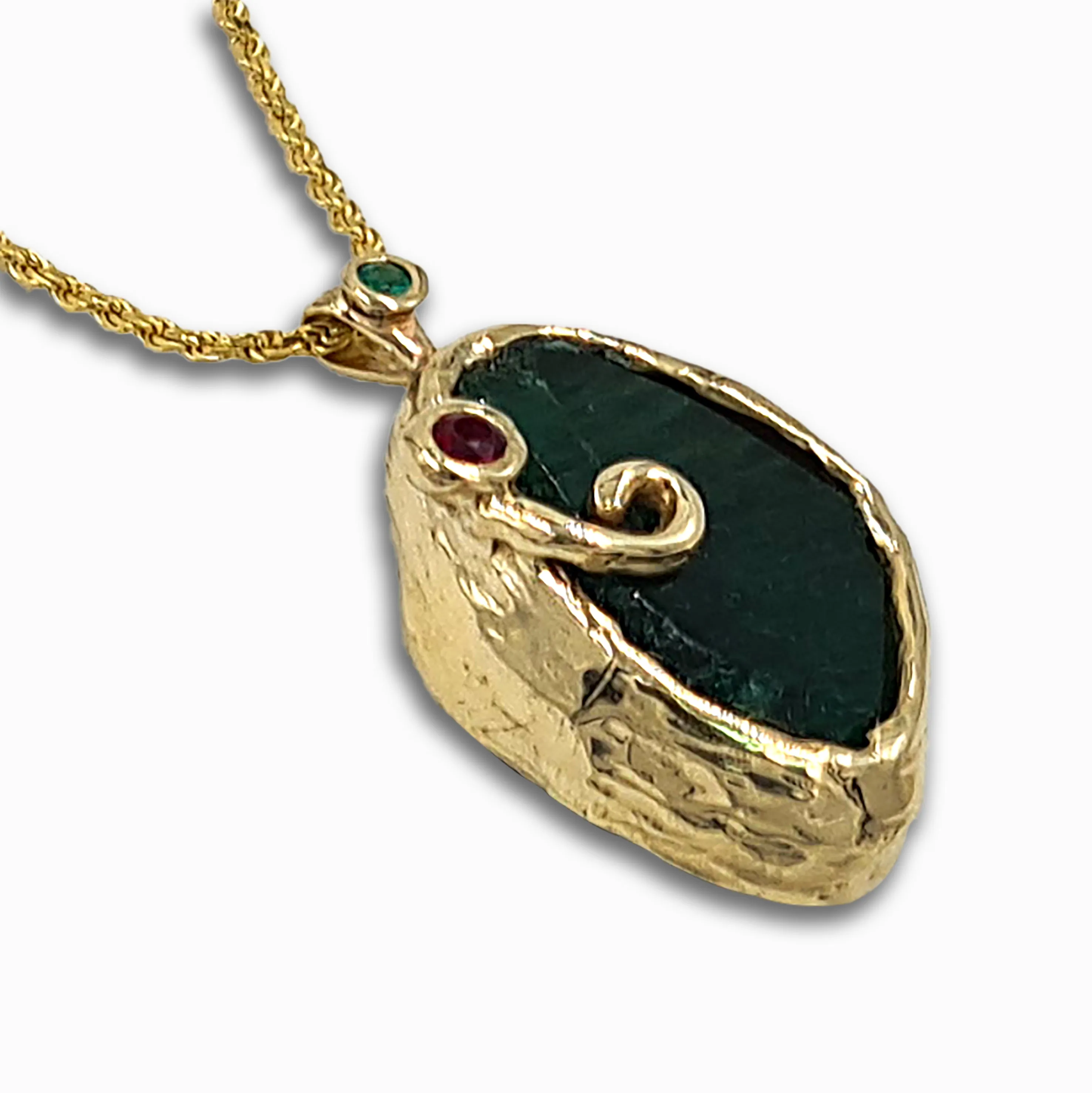 Emerald 14K gold  handmade pendant