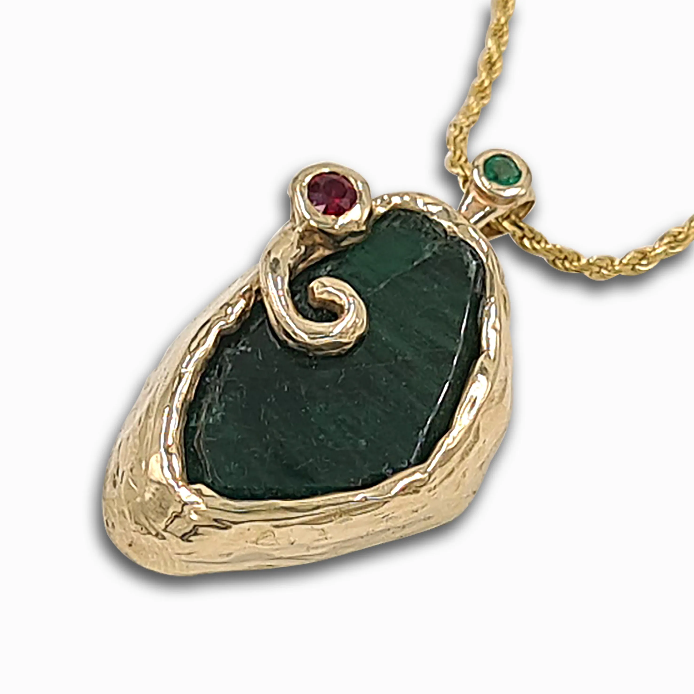 Emerald 14K gold  handmade pendant