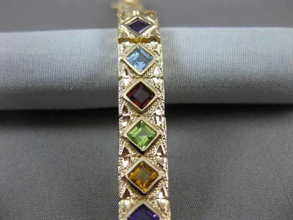 ESTATE WIDE & LONG 7.50CT AAA MULTI GEM 14K YELLOW GOLD FILIGREE BRACELET #20556