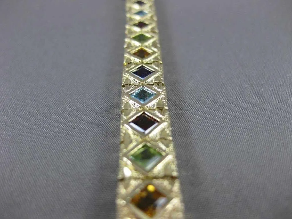 ESTATE WIDE & LONG 7.50CT AAA MULTI GEM 14K YELLOW GOLD FILIGREE BRACELET #20556