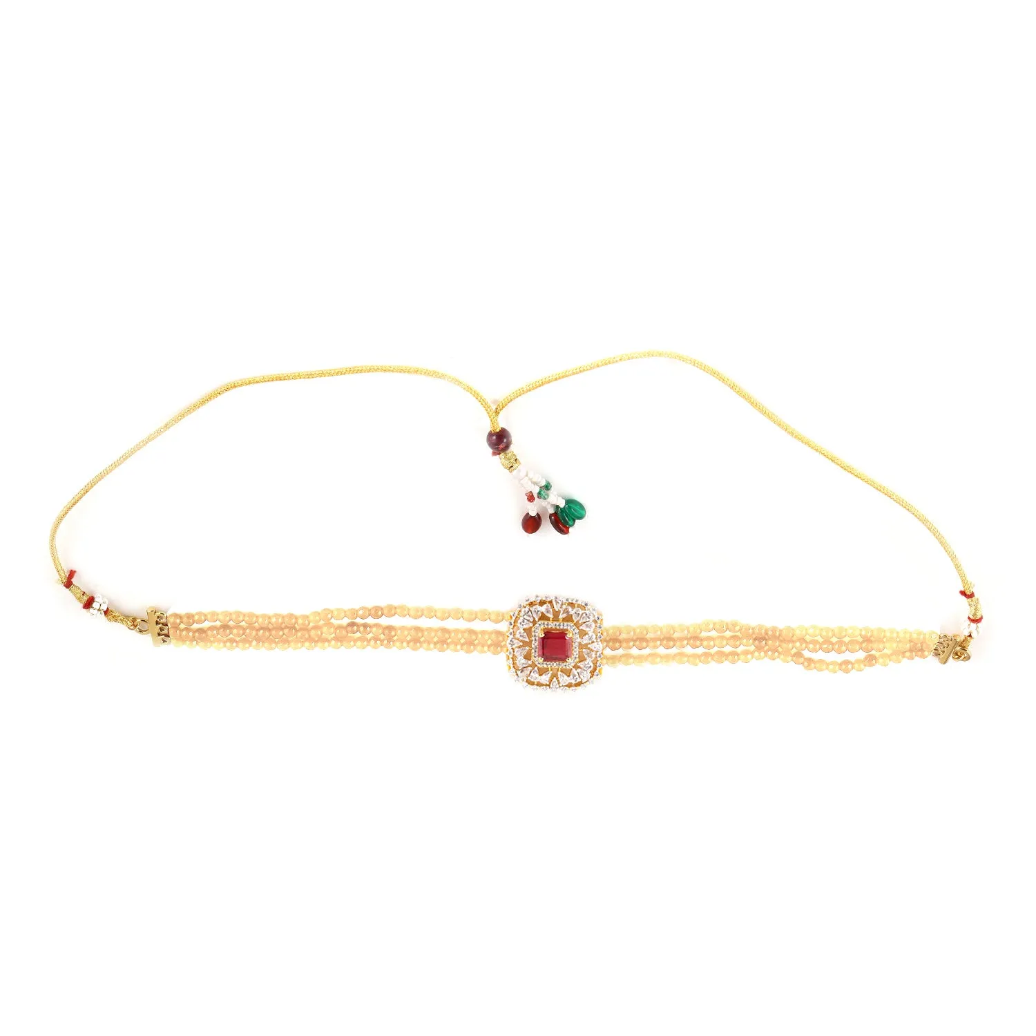 Estele - Ruby Diamond and Pearl Choker Necklace Set