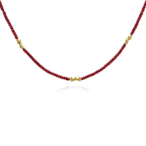 EXCLUSIVELY NINA 14K YELLOW GOLD RUBY ROUNDEL AND DIAMOND ACCENT BRANCH NECKLACE