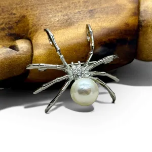 Faux Pearl Spider Brooch / Pendant