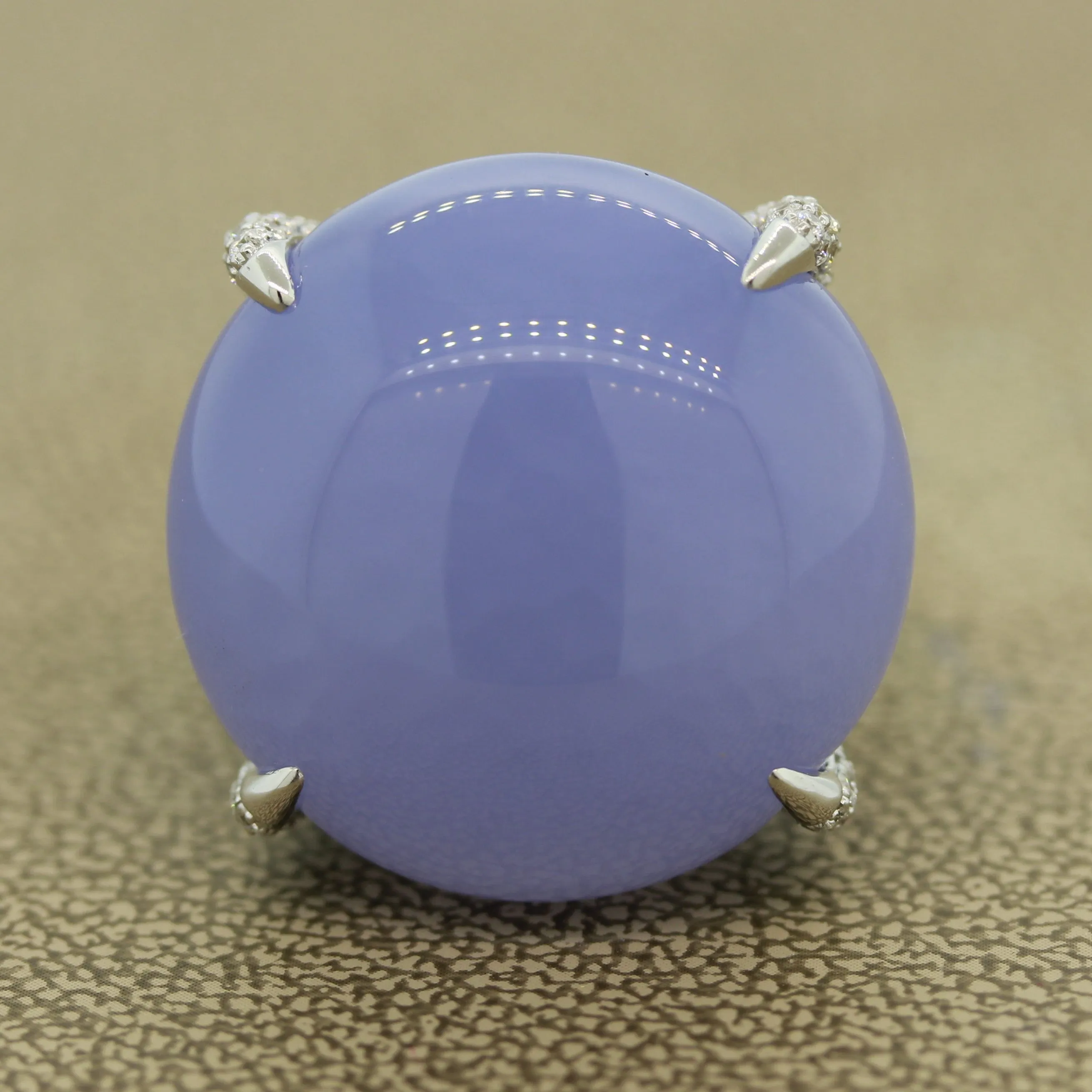 Fine Chalcedony Sapphire Diamond Gold Cocktail Ring