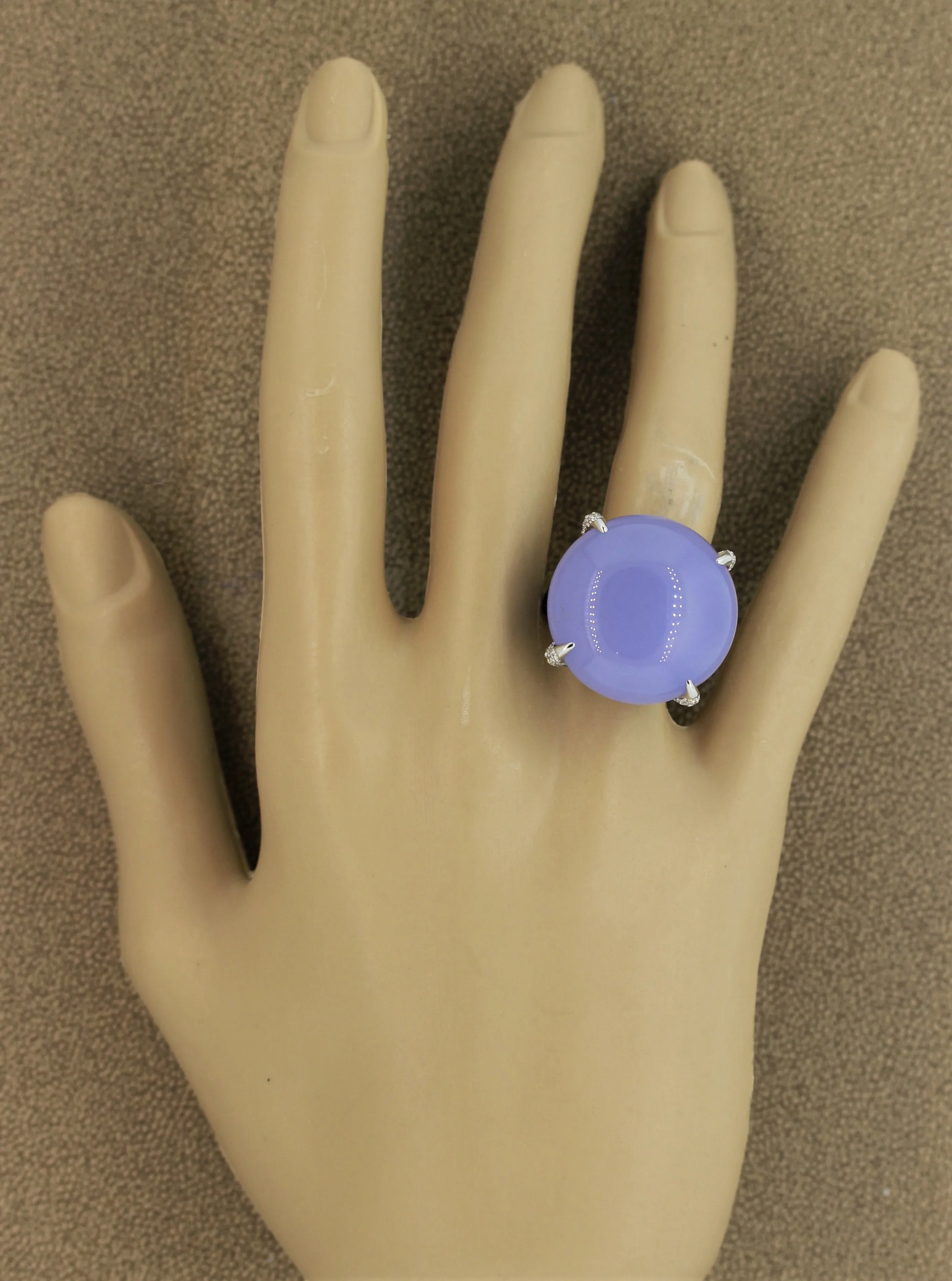 Fine Chalcedony Sapphire Diamond Gold Cocktail Ring