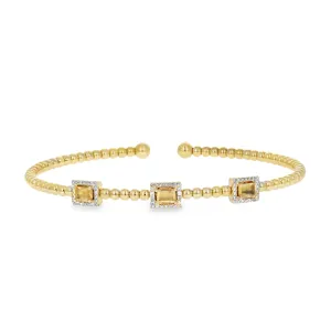 Flexible Citrine & Yellow Gold Cuff Style Bracelet