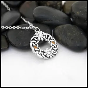 Floral Celtic Wreath Pendant with Citrine