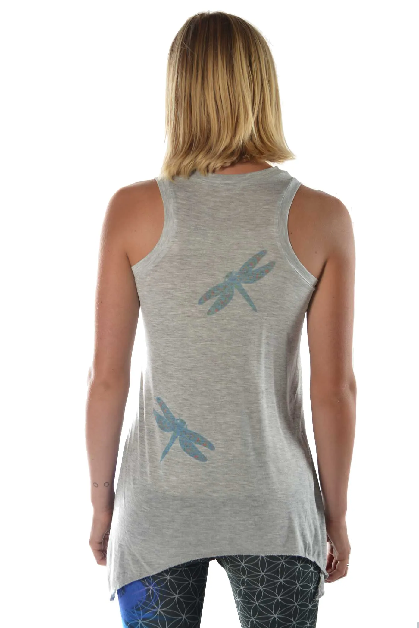 Flowy Shark Bite Sleeveless Tee  "DragonFly"