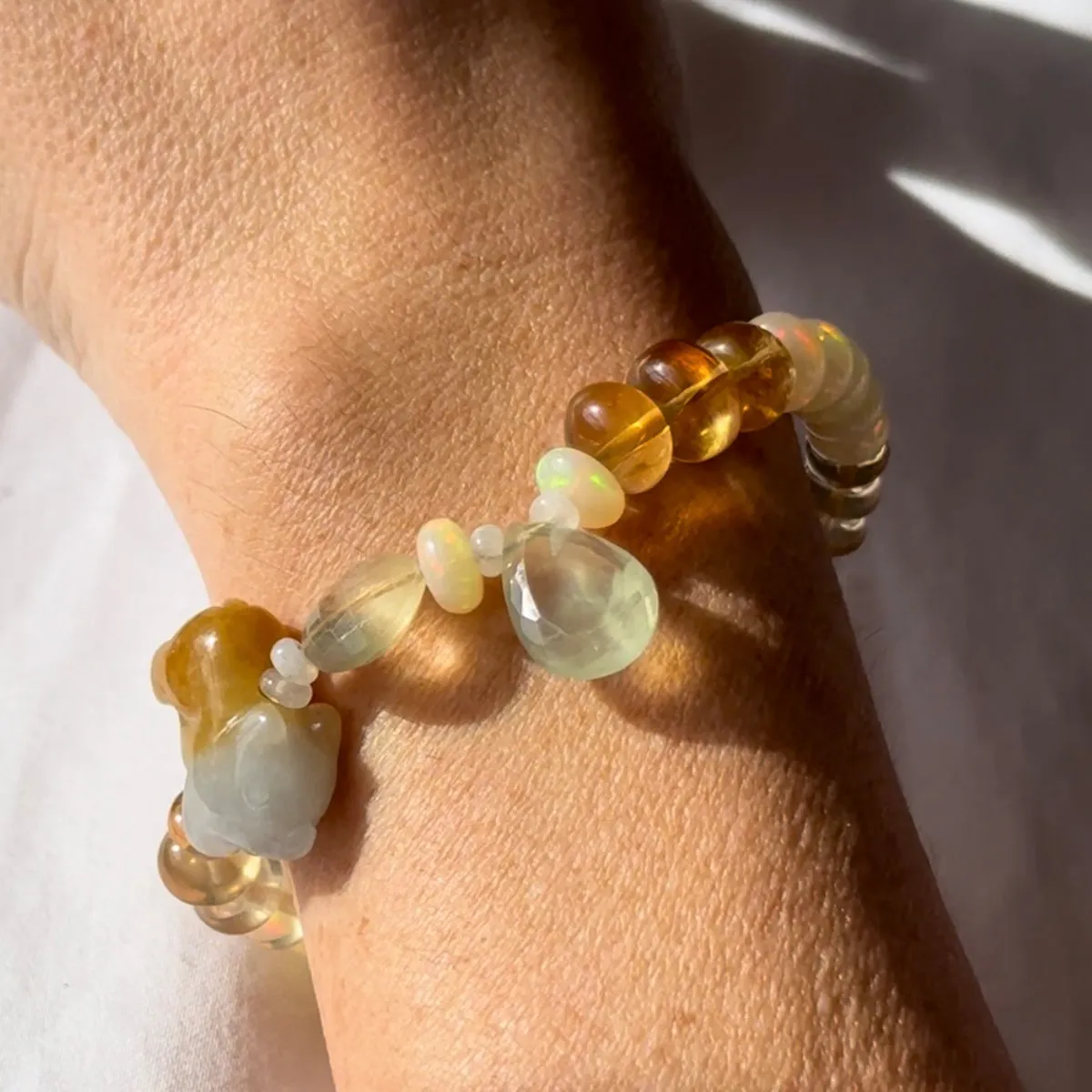 FORTUNE JADE & OPAL, CITRINE CANDY BEAD BRACELET