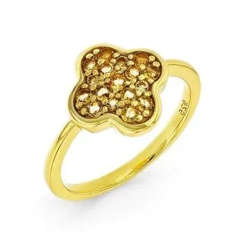 Four Leaf Clover Citrine Ring