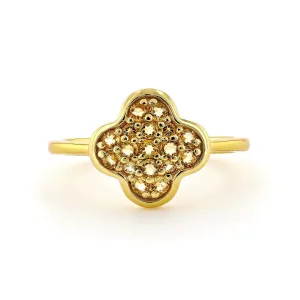 Four Leaf Clover Citrine Ring