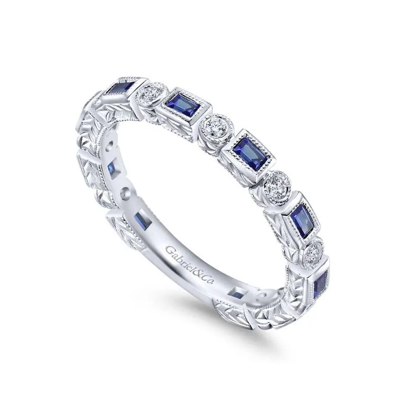 Gabriel & Co. 14k White Gold Stackable Diamond and Gemstone Ring