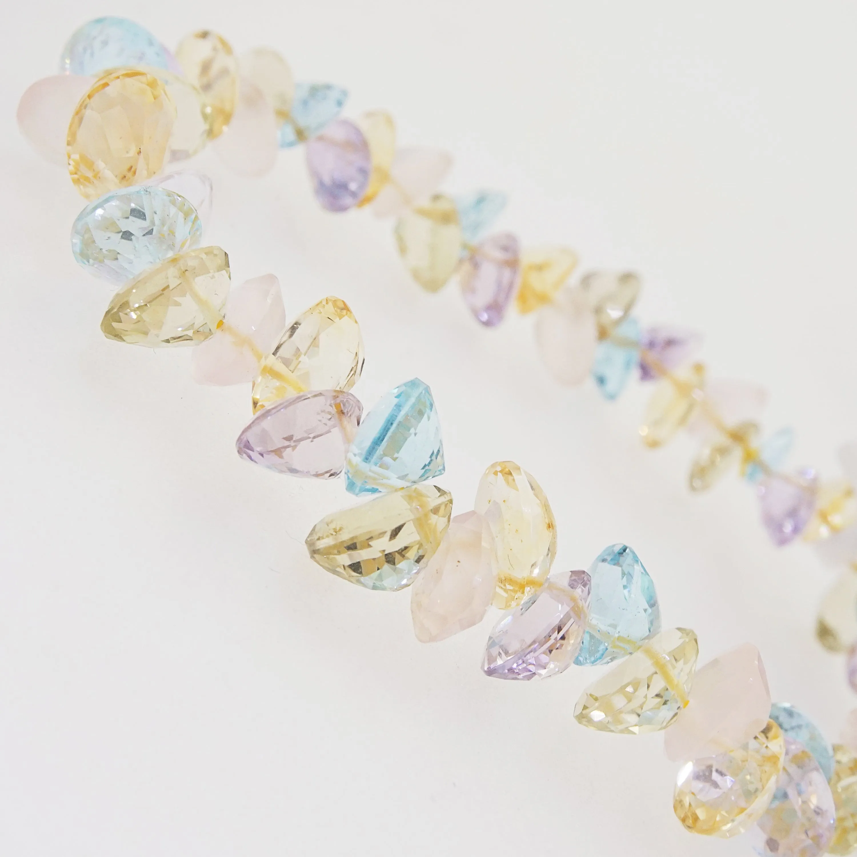 Gem-Grade Blue Topaz, Amethyst, Rose Quartz, Citrine Briolette