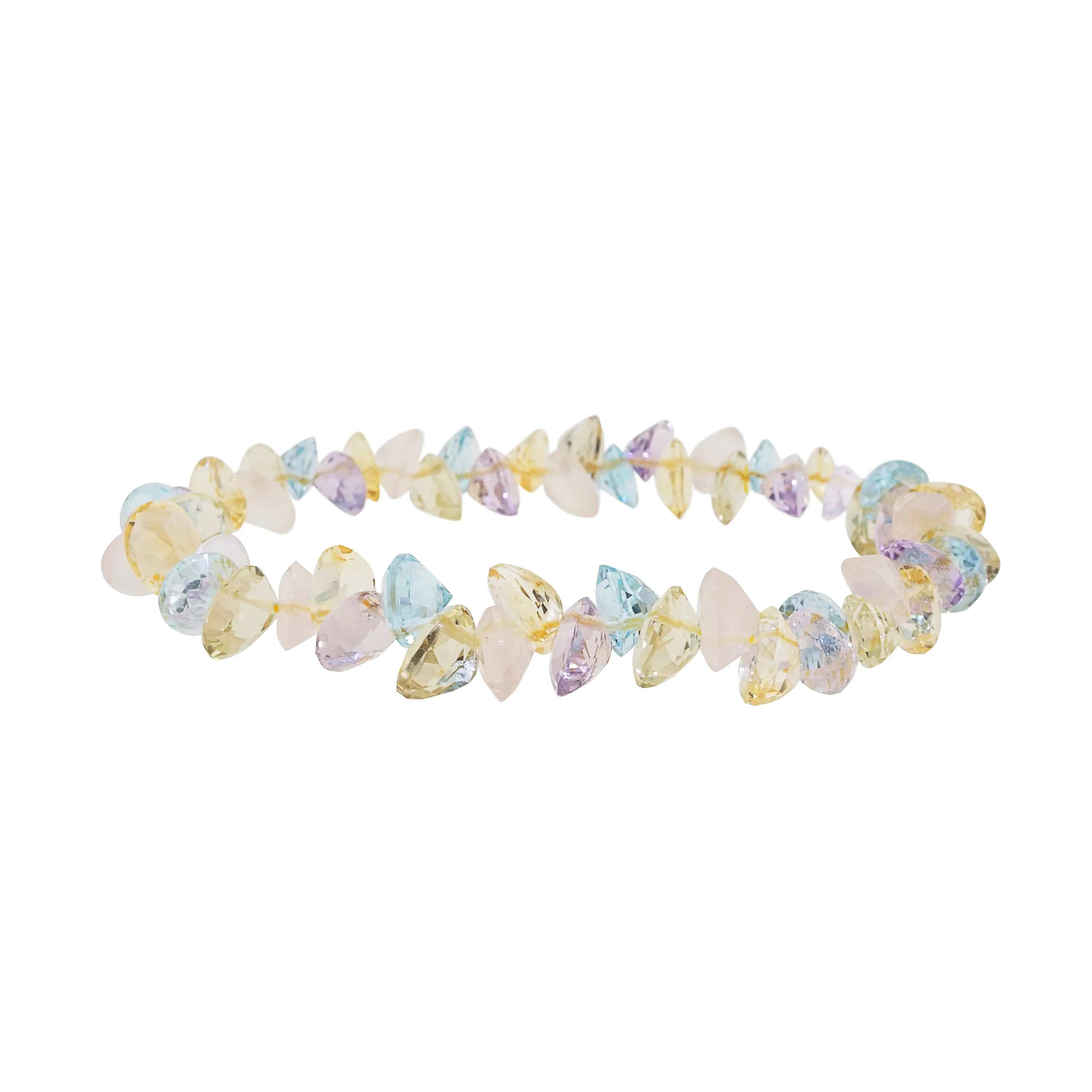 Gem-Grade Blue Topaz, Amethyst, Rose Quartz, Citrine Briolette