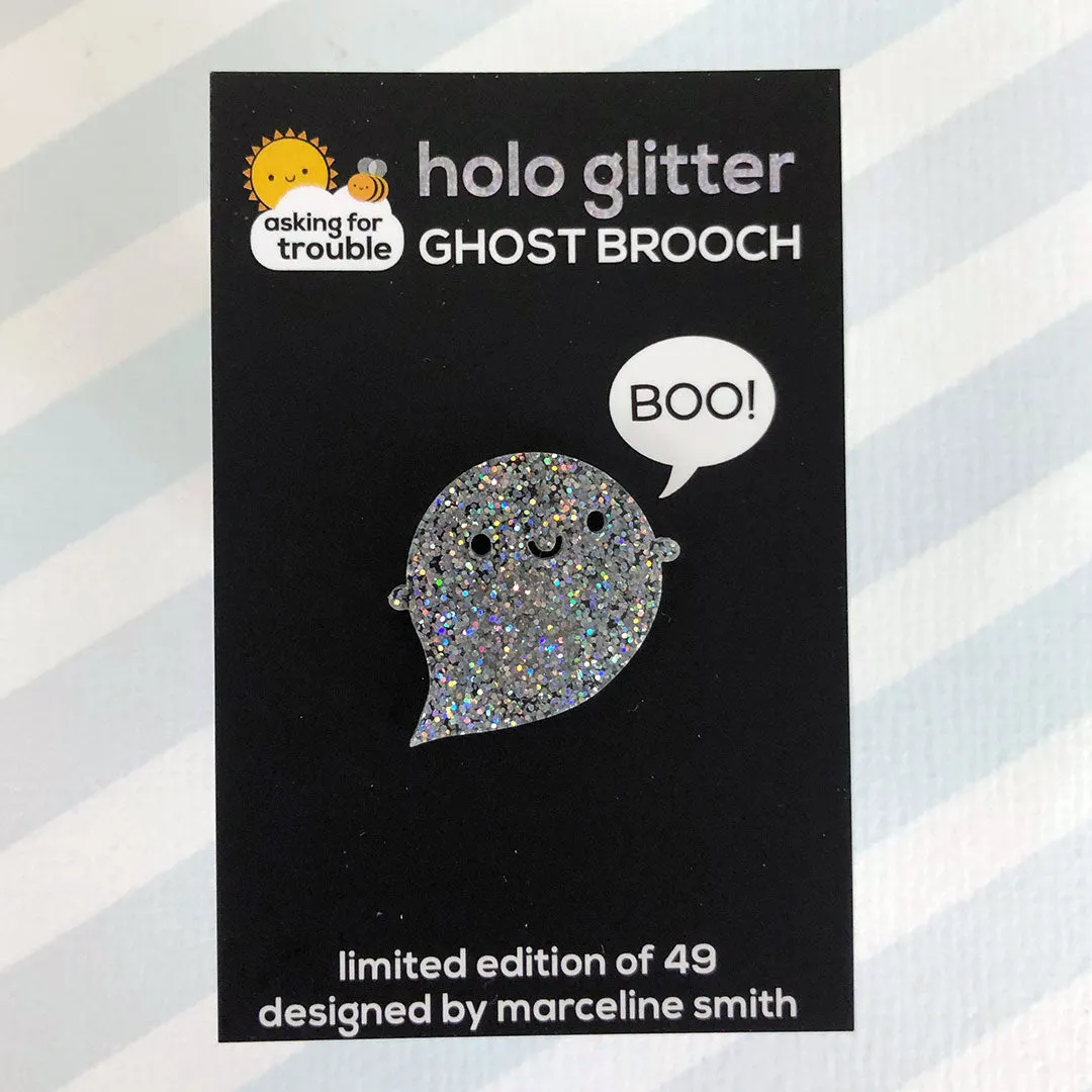 Glitter Ghost Acrylic Brooch - Limited Edition!