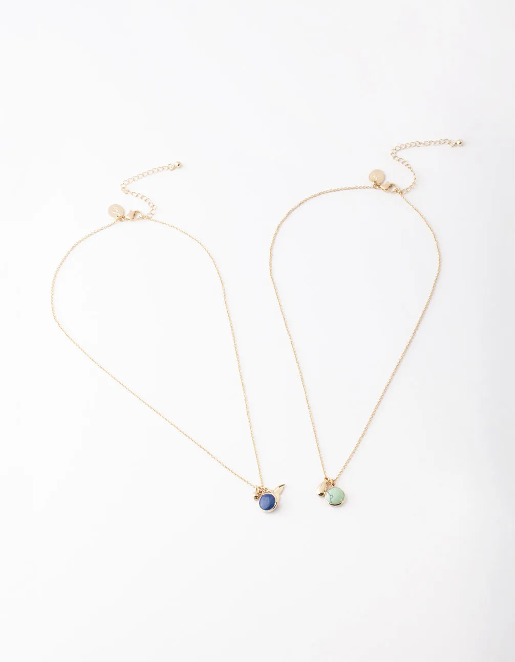 Gold Blue & Turquoise Stone Charm Necklace Pack