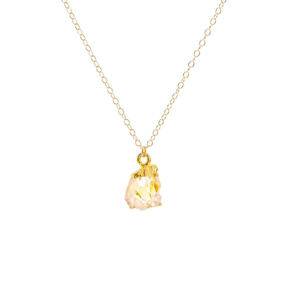 Gold Citrine Raw Crystal Necklace