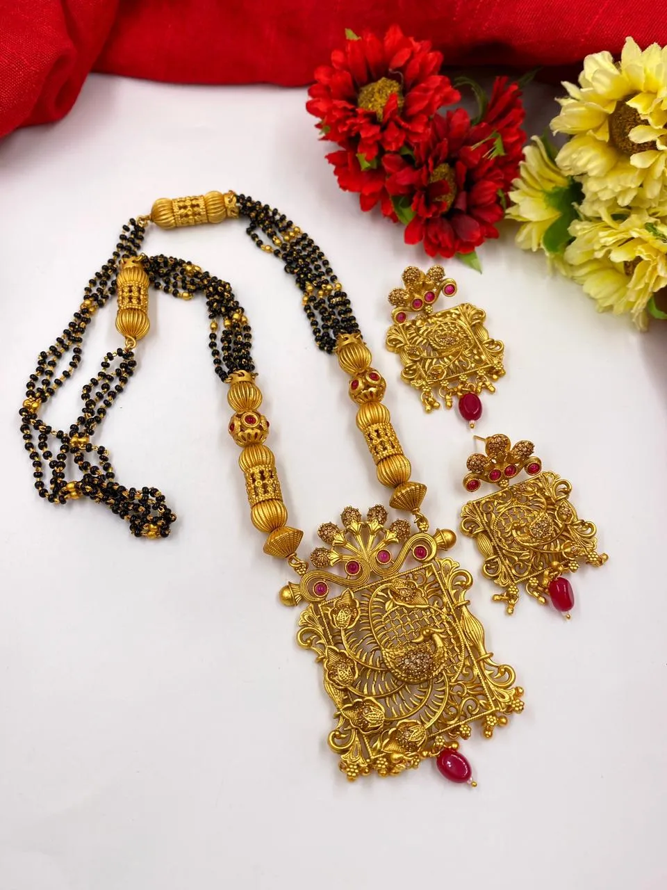 Gold Plated Designer Long Golden Mangalsutra For Women By Gehna Shop