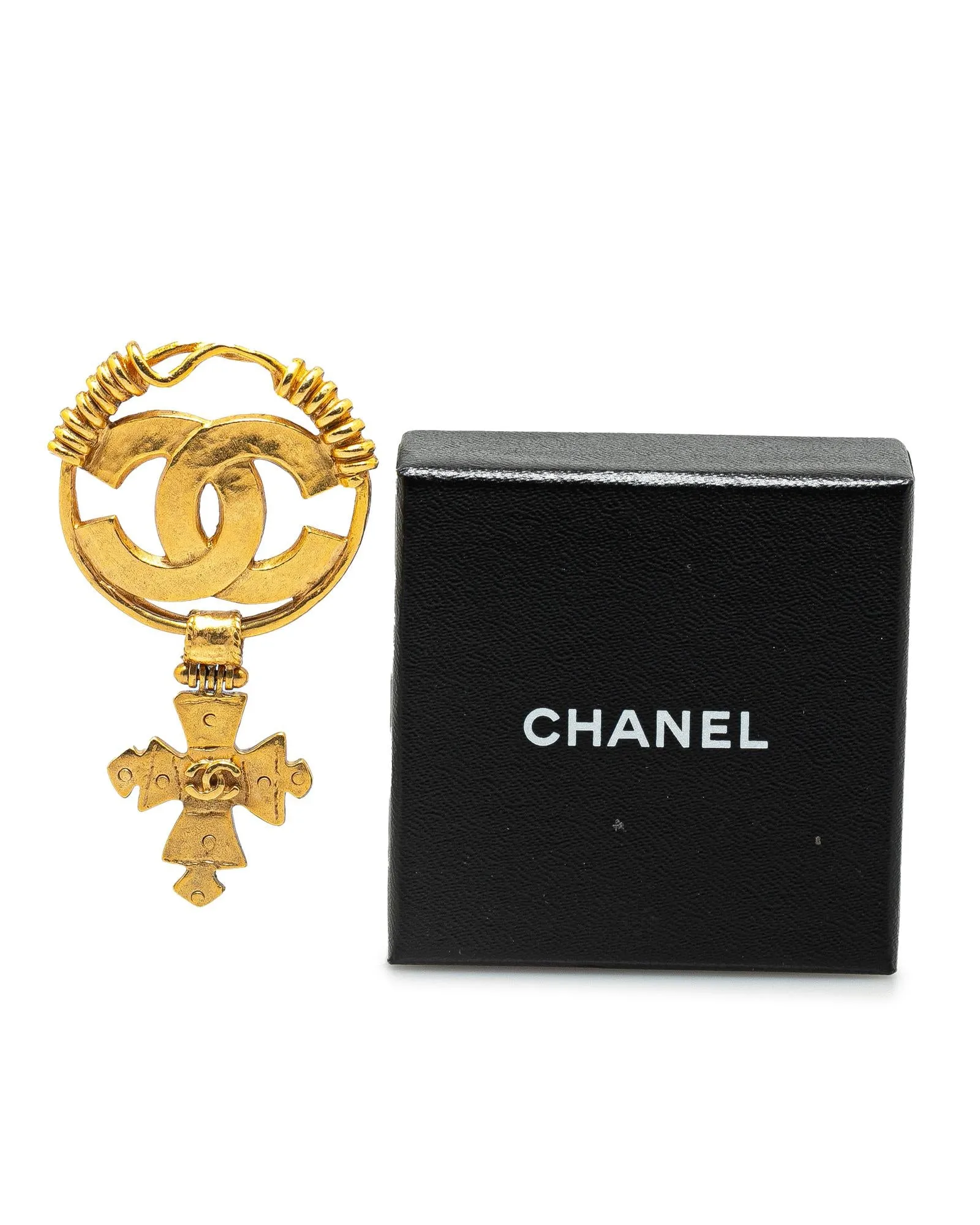 Gold Plated Swing Cross Brooch with Pin Closure