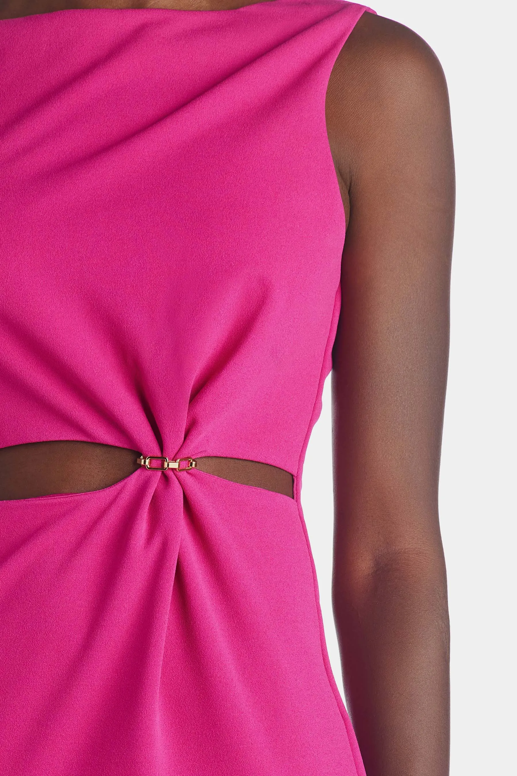 Gold Ring Detail Sleeveless Midi Dress