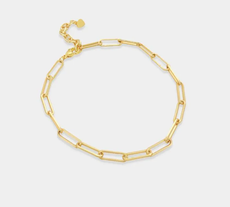 Gold Thin Paperclip Anklet