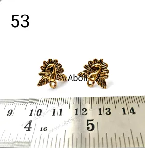 Golden peacock stud earrings components metal earrings findings ESG53