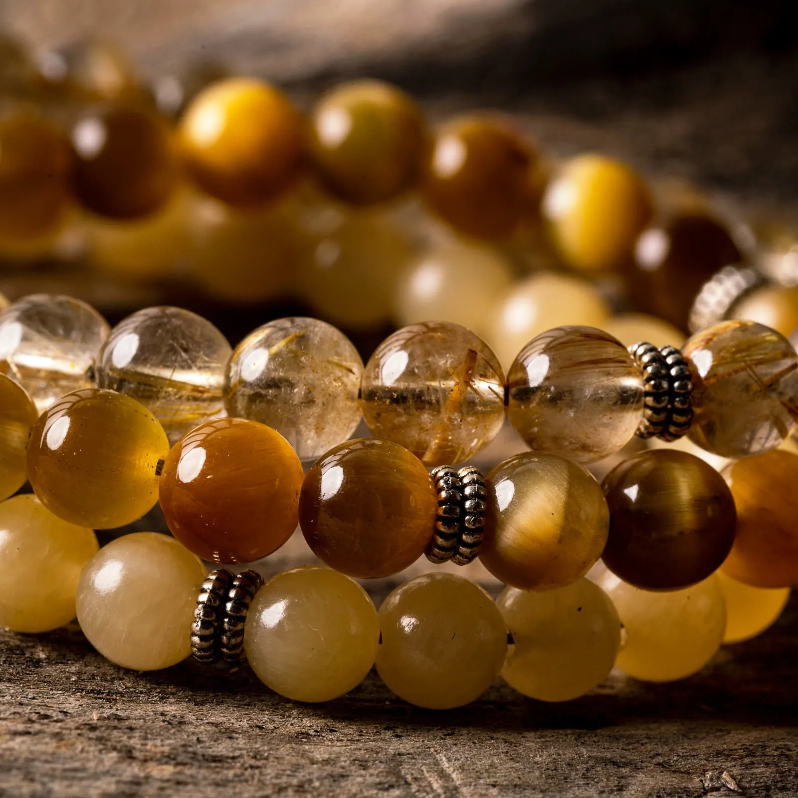 Golden Rutilated Quartz Natural Gemstone Bracelet