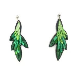 Green Leafy Aluminum Stud Earrings