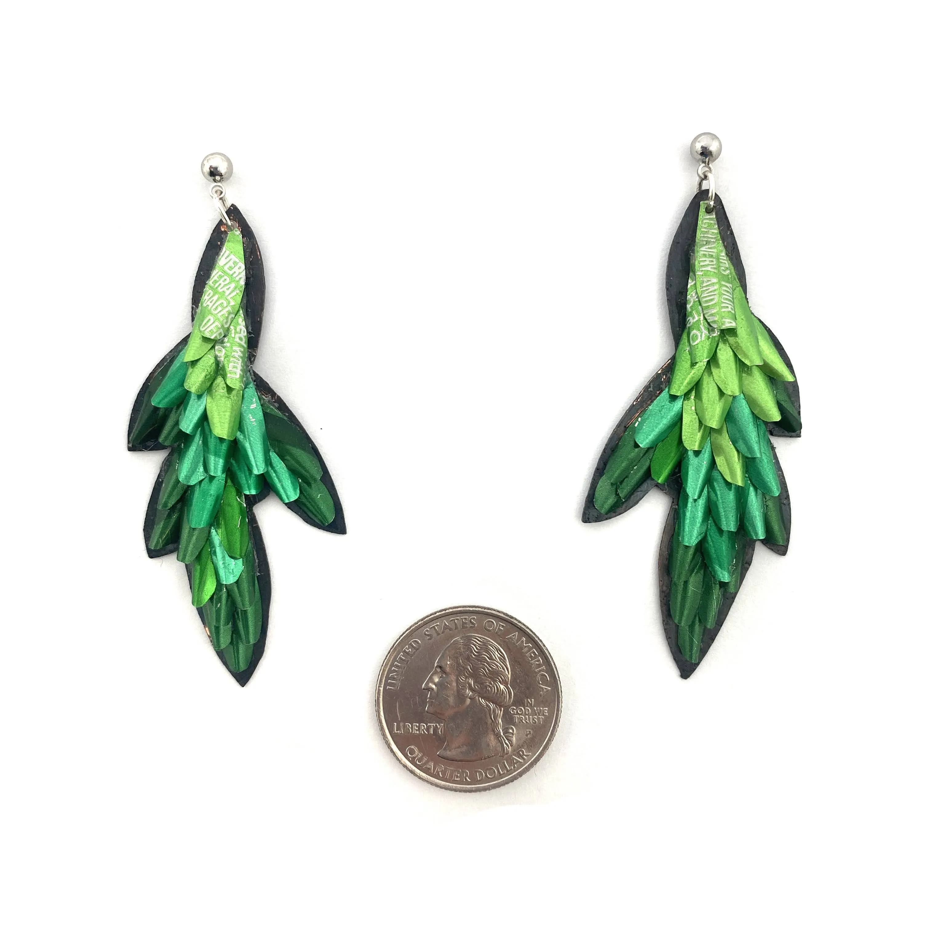 Green Leafy Aluminum Stud Earrings