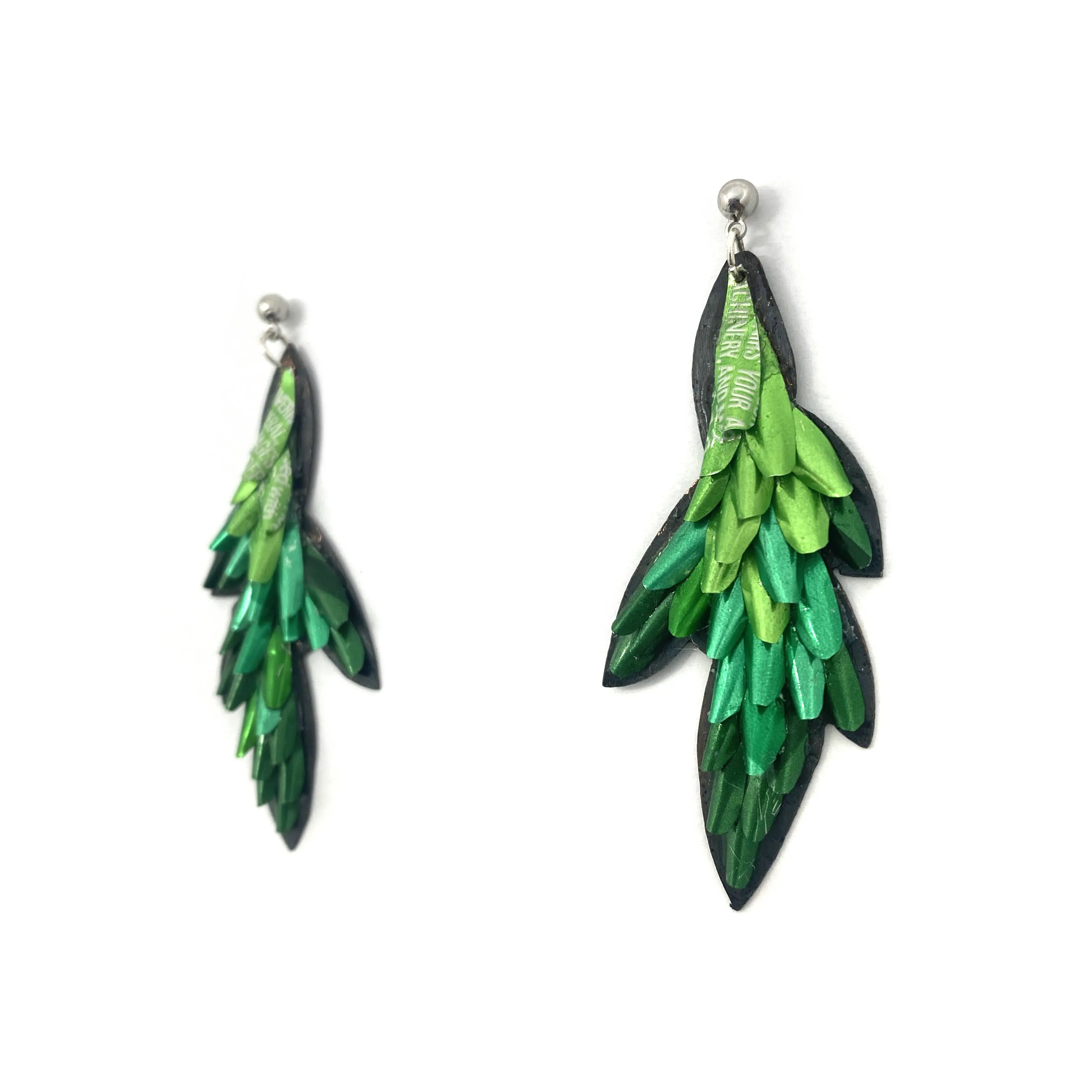 Green Leafy Aluminum Stud Earrings