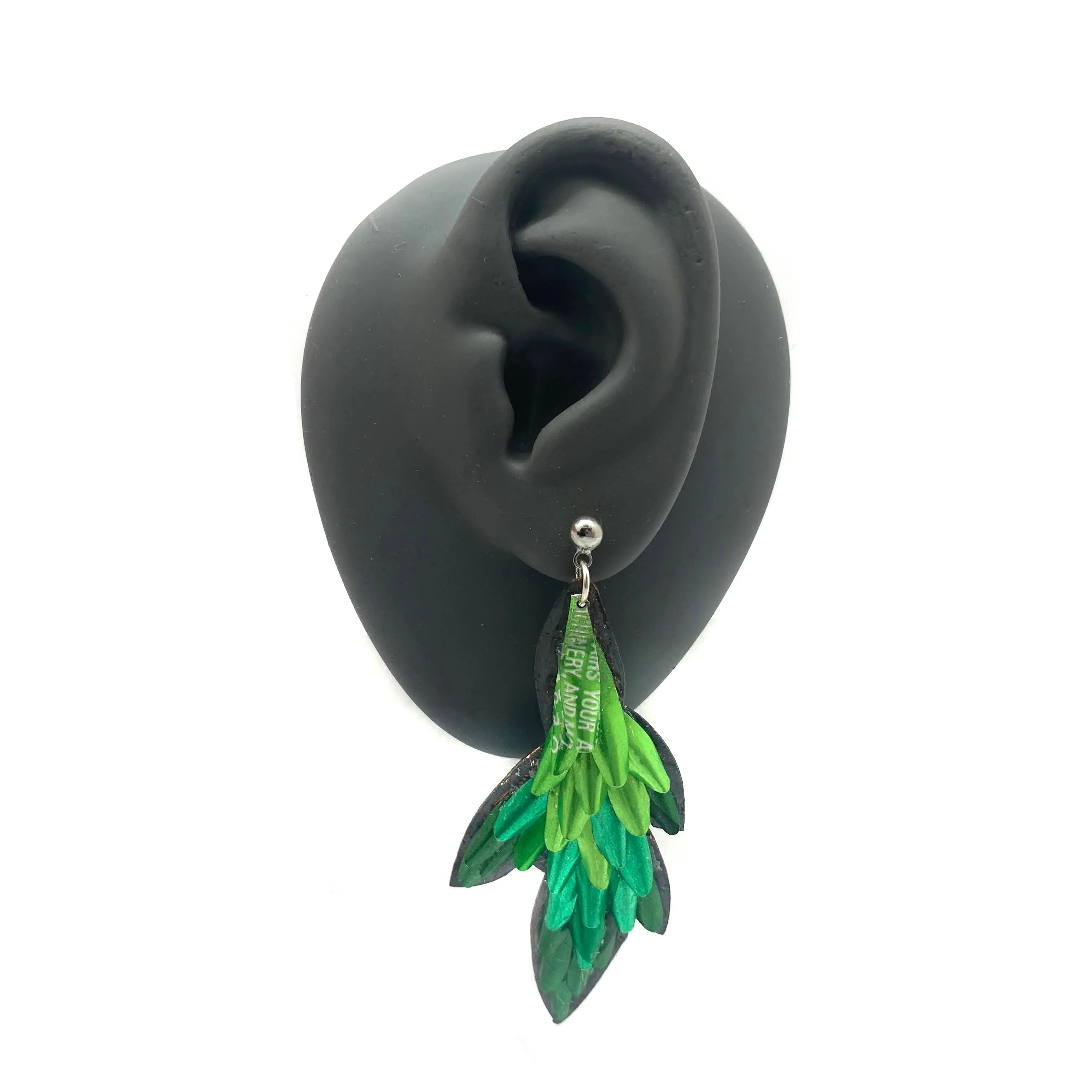 Green Leafy Aluminum Stud Earrings